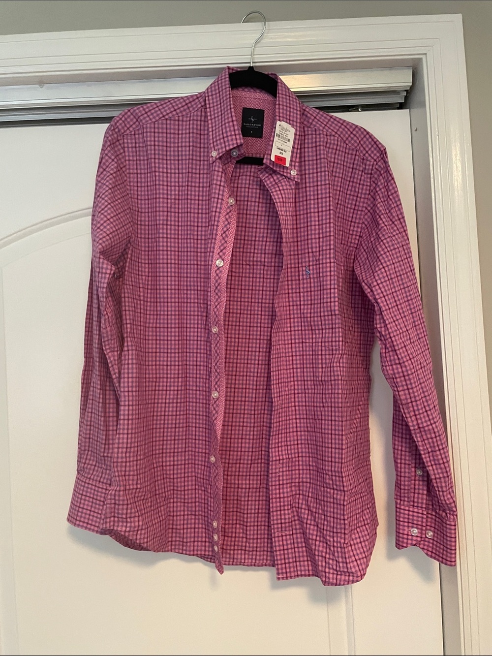 NWT! Tailorbyrd Men's Pink Checked Button-Down Shirttto